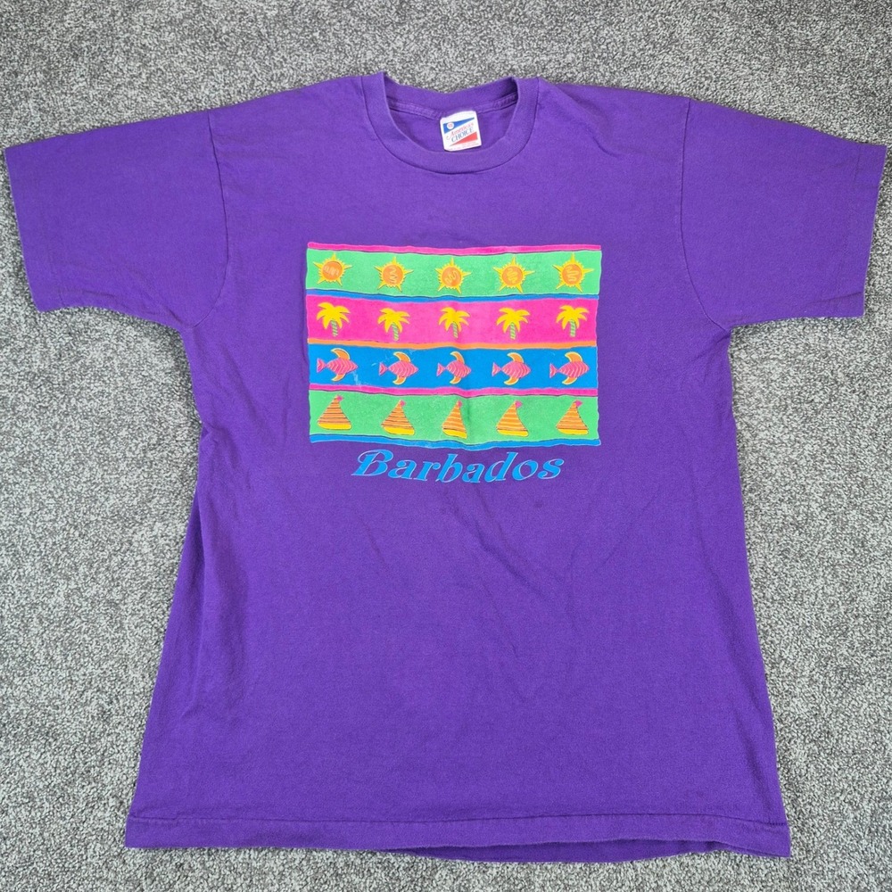Vintage America's Choice T-Shirt Mens XXL Purple Barbados 90s Single Stitch USA